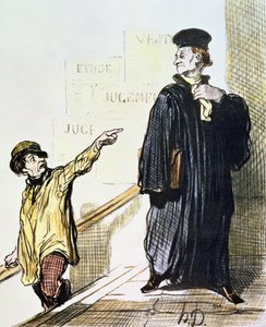 シリーズ「Les Gens de Justice」からの不満のクライアント、c.1846 作： Honoré Daumier